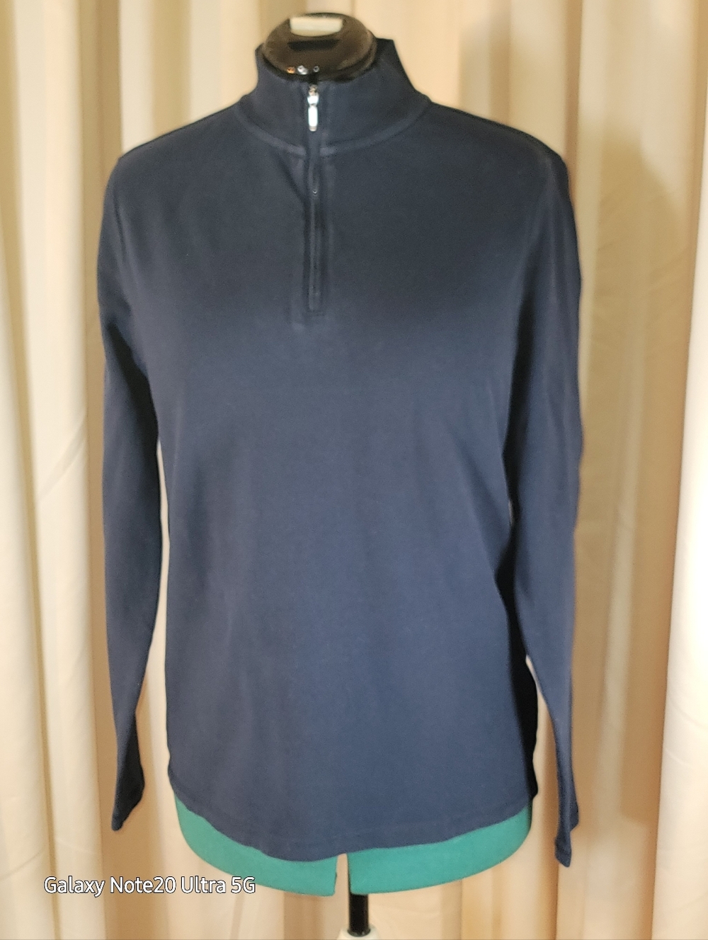 0944. Claiborne ~ Navy Pullover ~ M ~ 3/4 Zipper Neck ~ Long Sleeves
